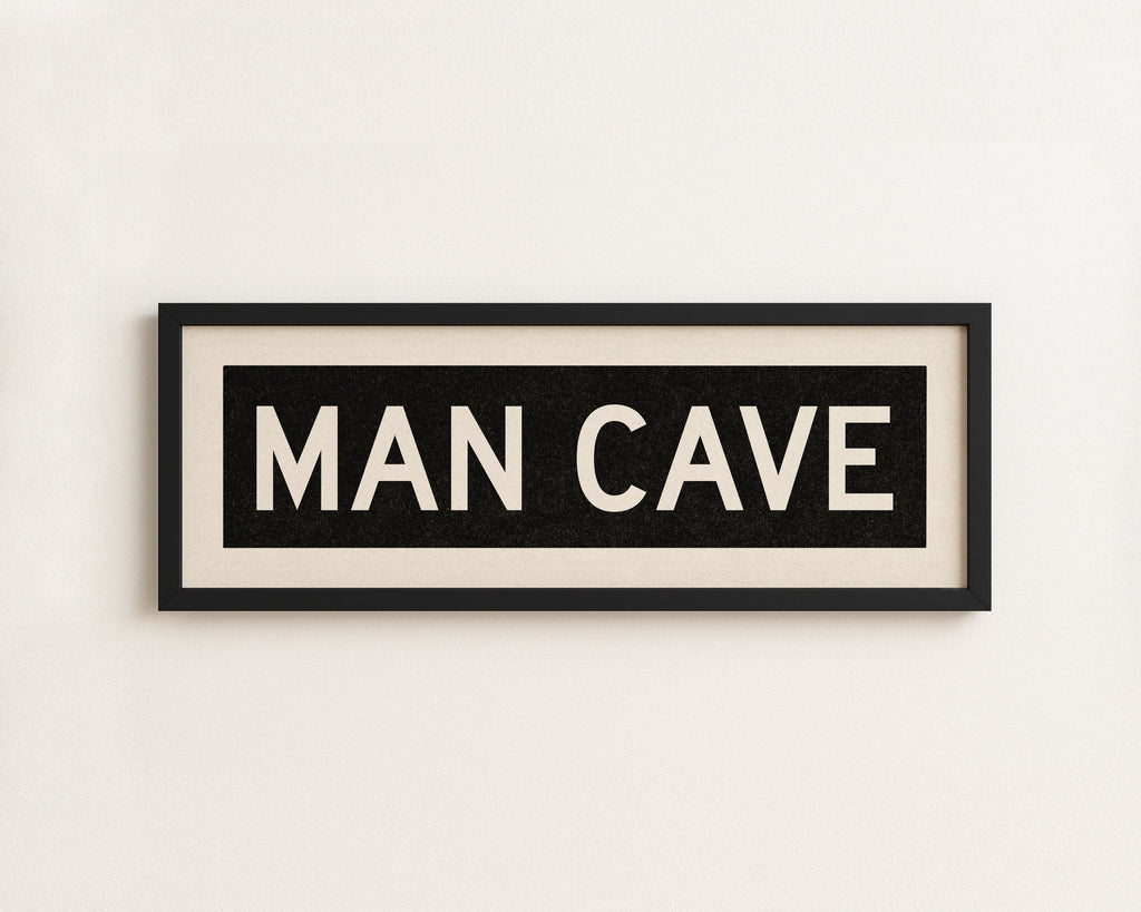 Framed Man Cave Bus Scroll Sign