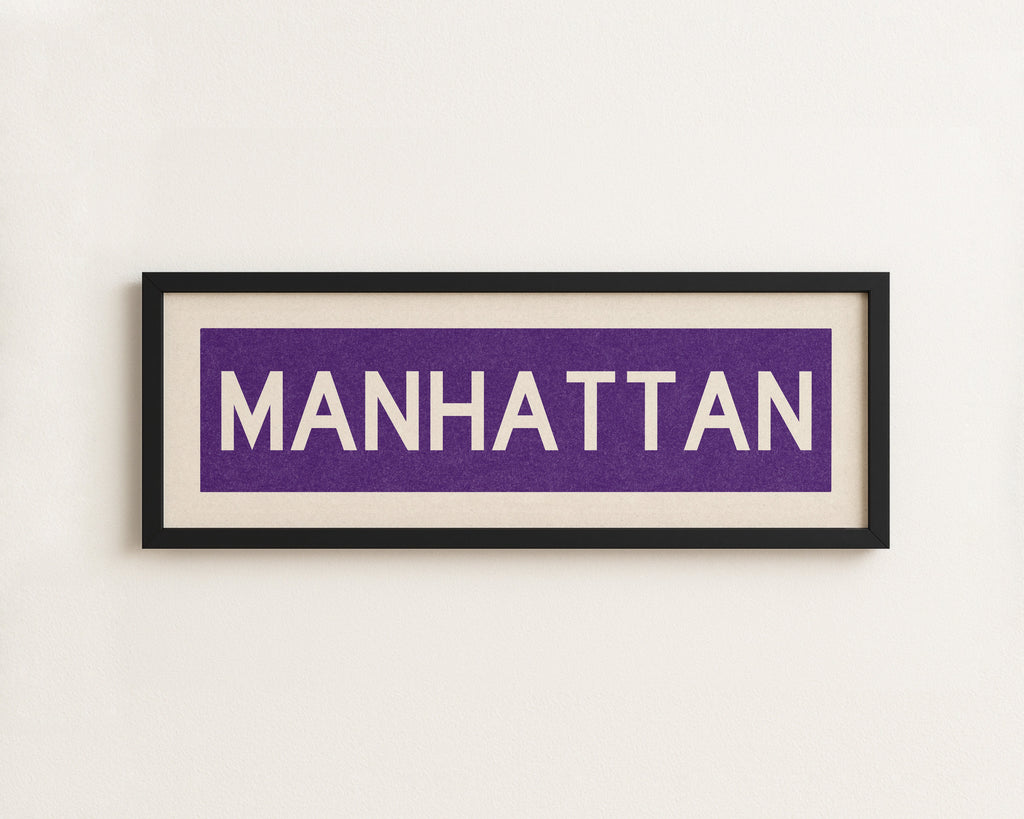 Framed Manhattan Purple Bus Scroll