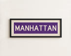 Framed Manhattan Purple Bus Scroll