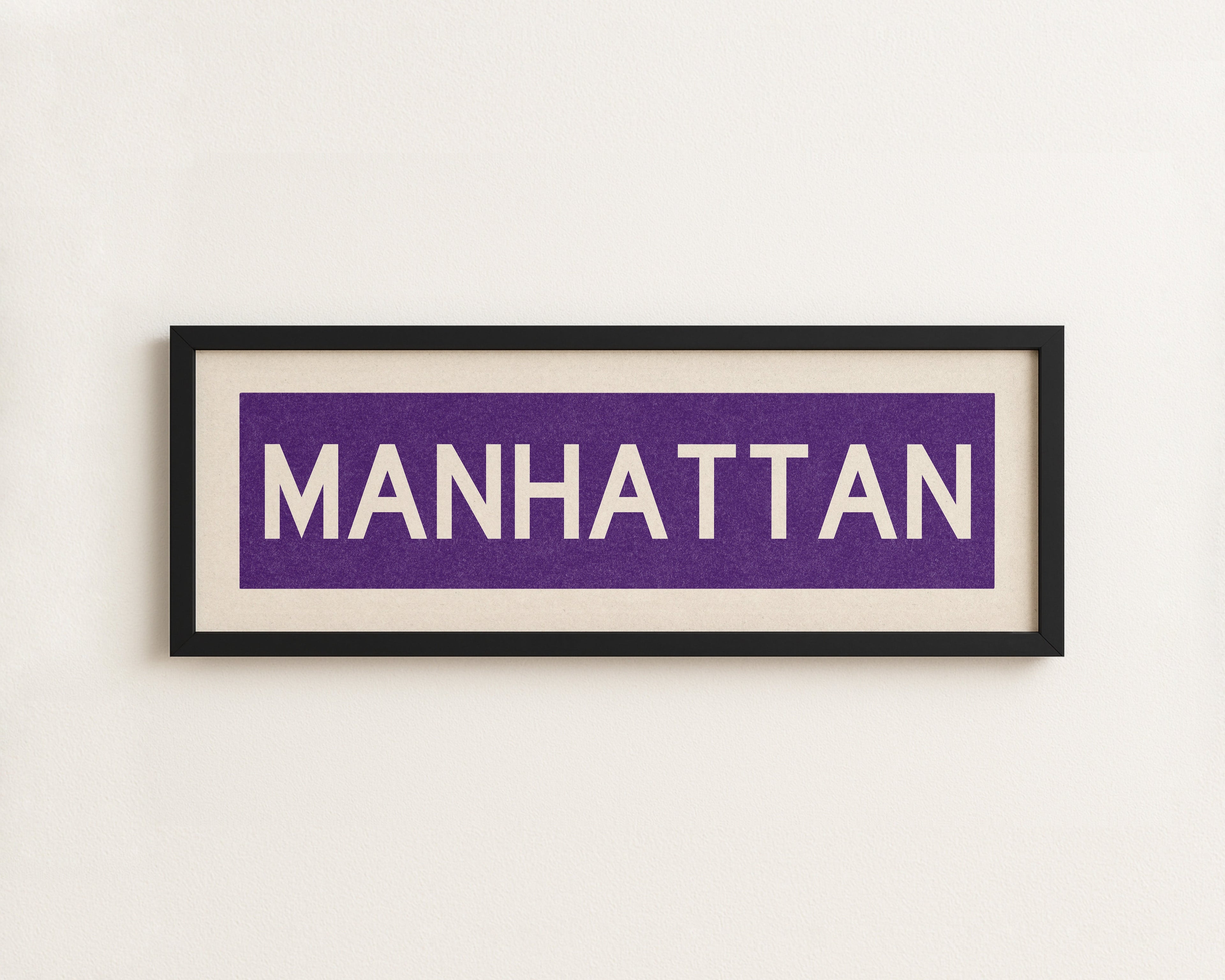 Framed Manhattan Purple Bus Scroll