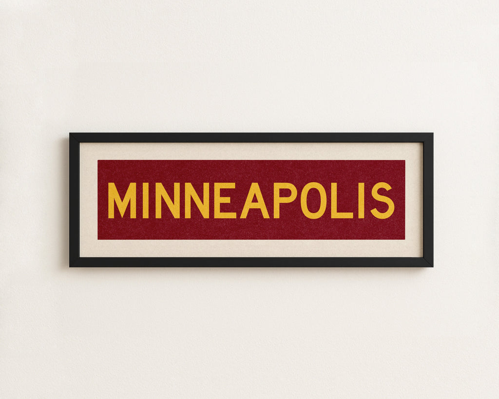 Framed Minneapolis Maroon Bus Scroll