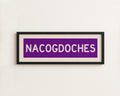 Framed Nacogdoches Purple and White Bus Scroll