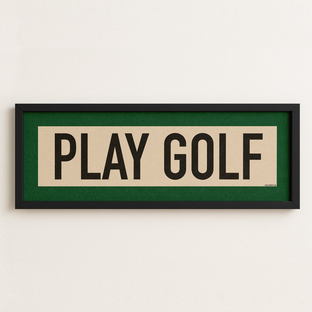 Framed Play Golf Art Scroll Sign