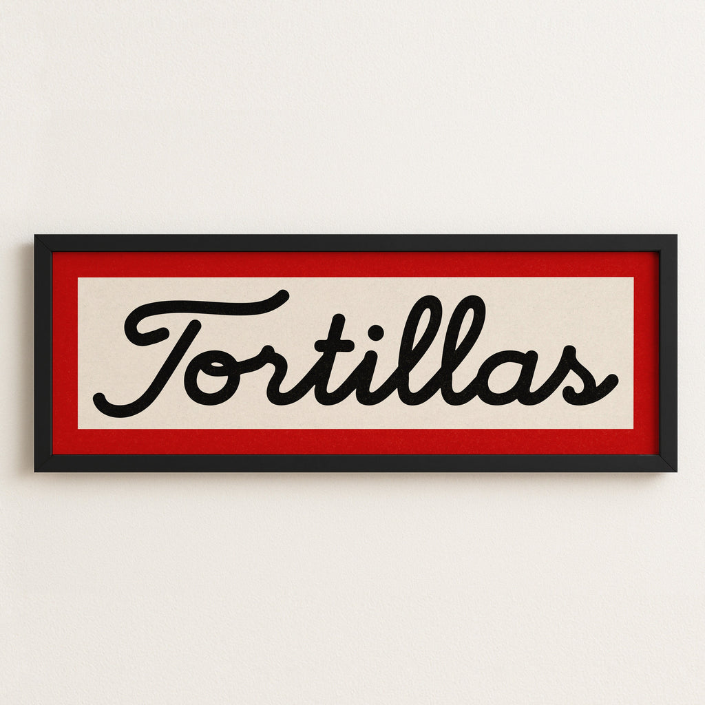 Framed Tortillas White Black Red Trim Art Print