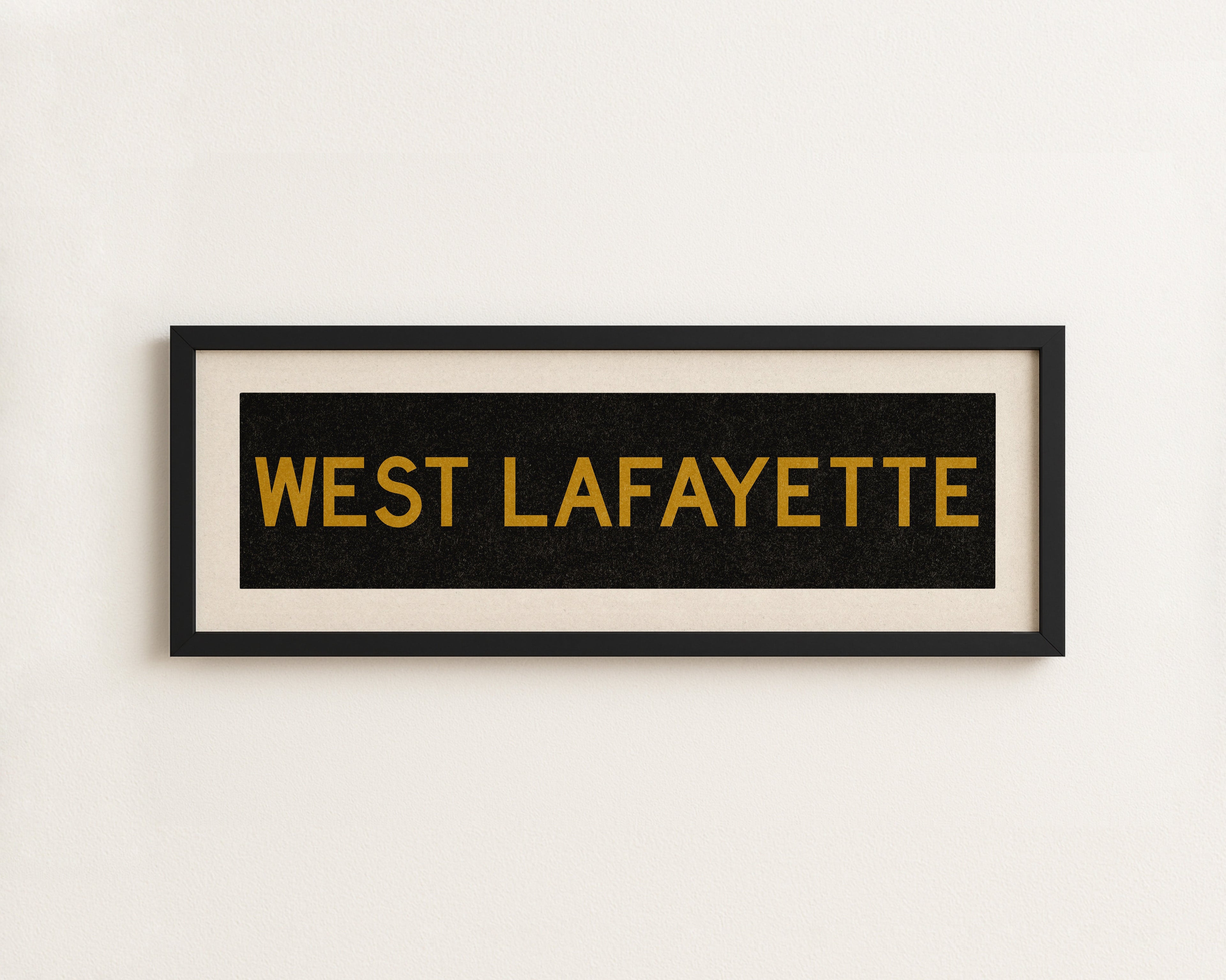 Framed West Lafayette Black and Gold Bus Scroll