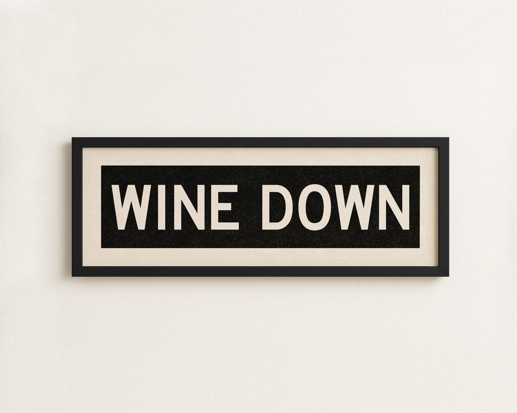 Framed Wine Down Bus Scroll Sign