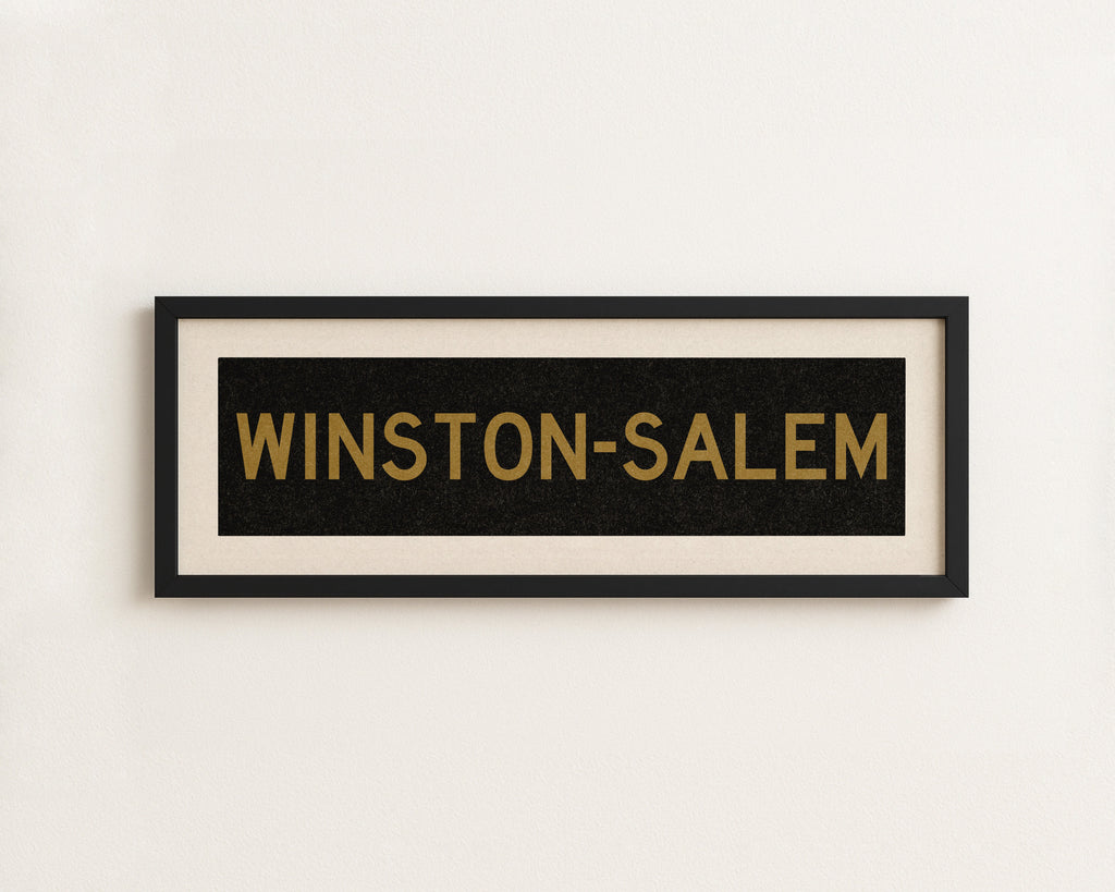Framed Winston Salem Black & Gold Bus Scroll