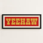 Framed YEEHAW Sign Red & Gold Art Print