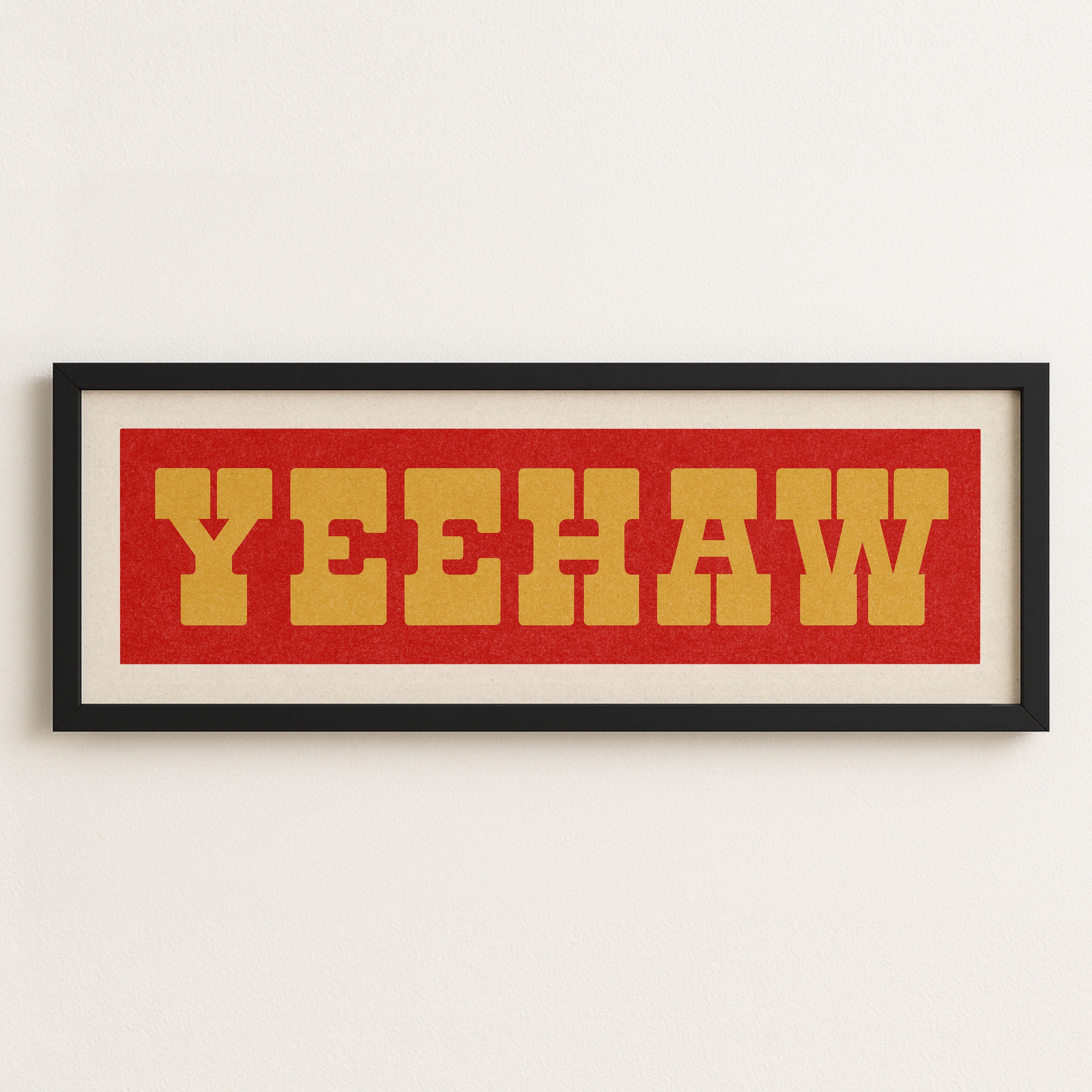 Framed YEEHAW Sign Red & Gold Art Print