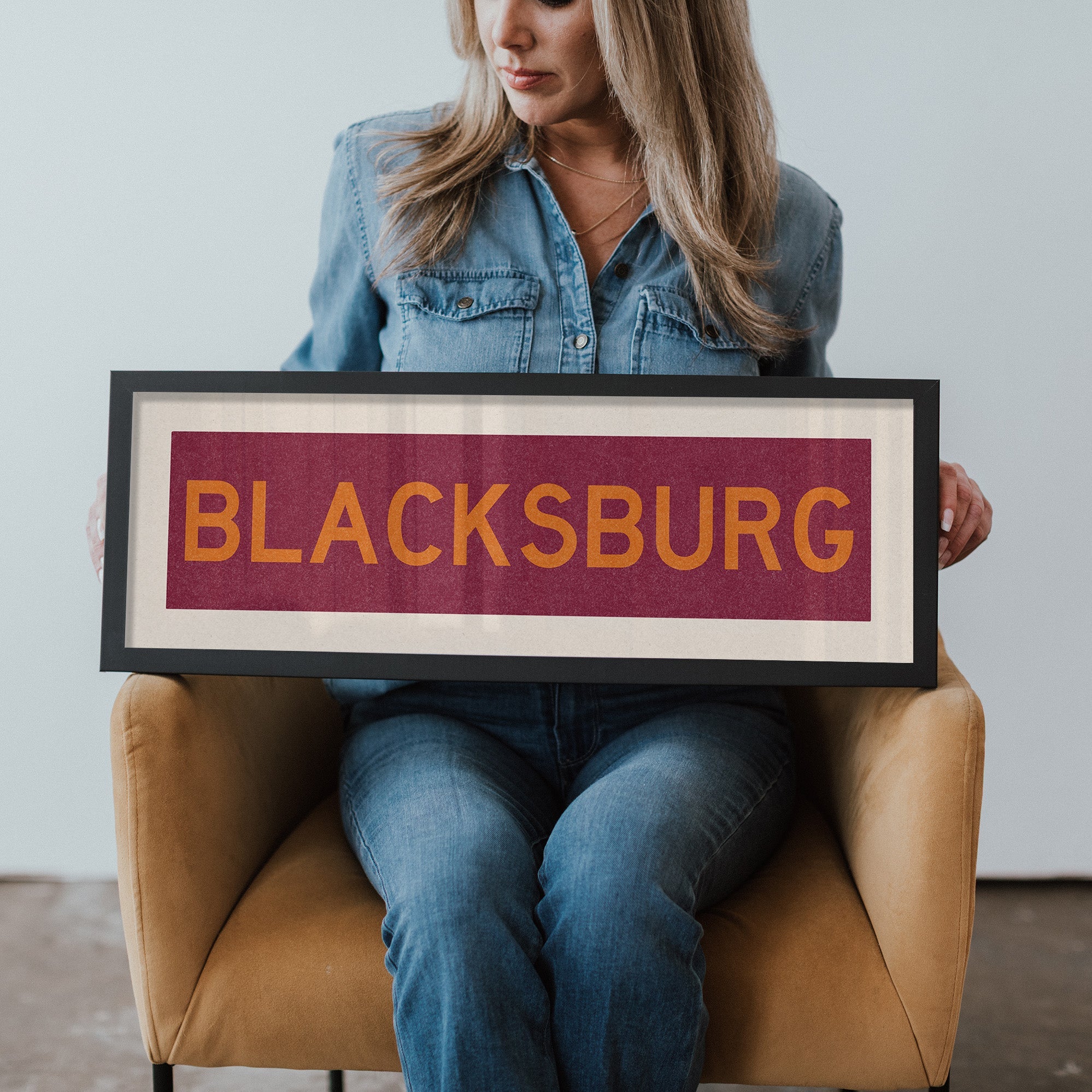 Framed Blacksburg Maroon Bus Scroll