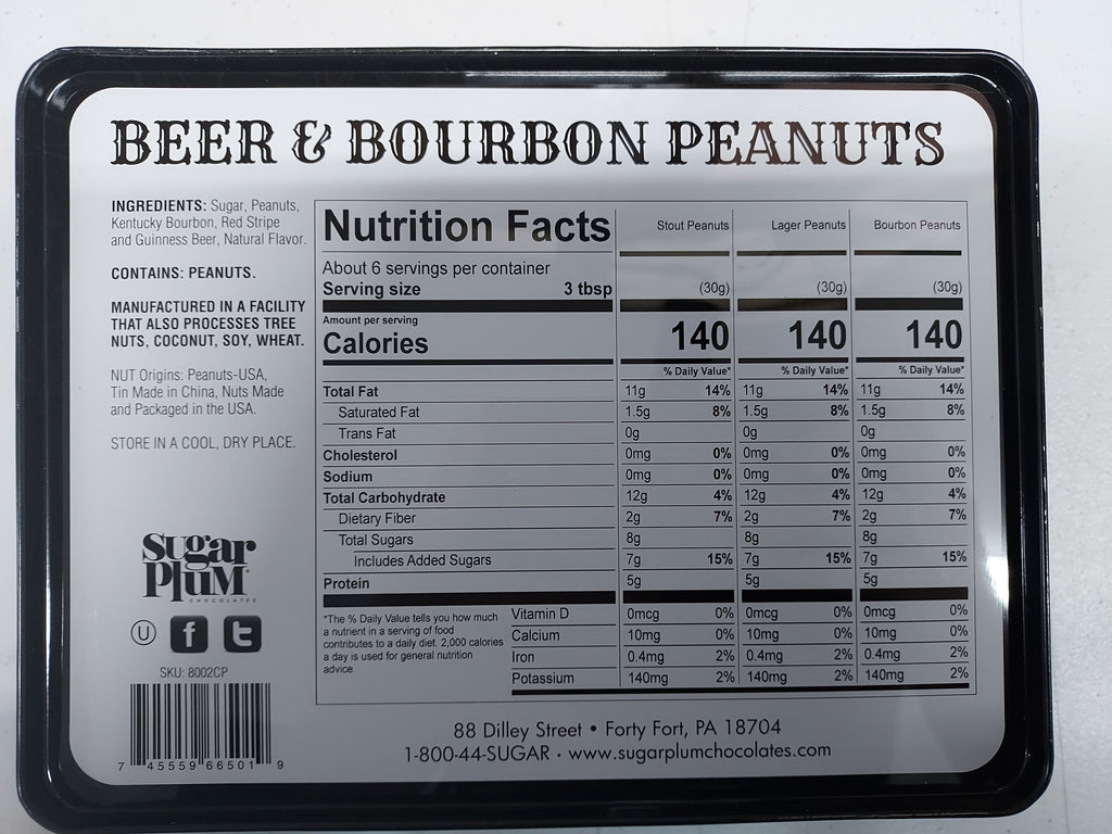 Beer & Bourbon Liquor Peanuts Gift Tin – Gourmet Snack Trio