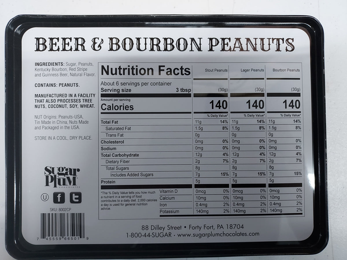 Beer & Bourbon Liquor Peanuts Gift Tin – Gourmet Snack Trio