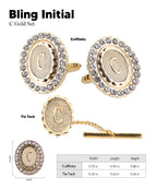 Vittorio Vico Bling Initial Cufflinks & Tie Tack Set in Gift Box
