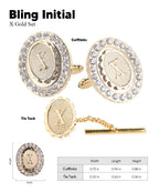 Vittorio Vico Bling Initial Cufflinks & Tie Tack Set in Gift Box