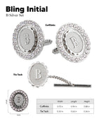 Vittorio Vico Bling Initial Cufflinks & Tie Tack Set in Gift Box