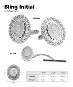 Vittorio Vico Bling Initial Cufflinks & Tie Tack Set in Gift Box