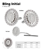 Vittorio Vico Bling Initial Cufflinks & Tie Tack Set in Gift Box
