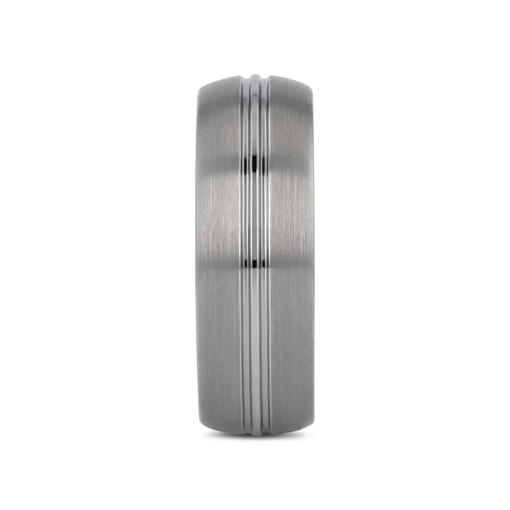 BOSS Tungsten Carbide Ring with Domed Center Groove and Brush Finish - 6mm & 8mm