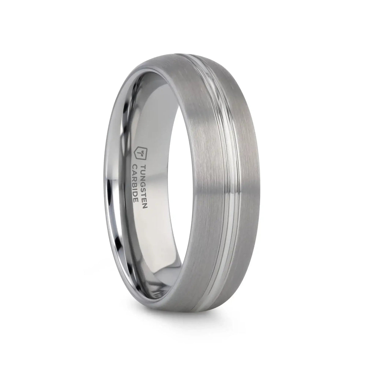BOSS Tungsten Carbide Ring with Domed Center Groove and Brush Finish - 6mm & 8mm
