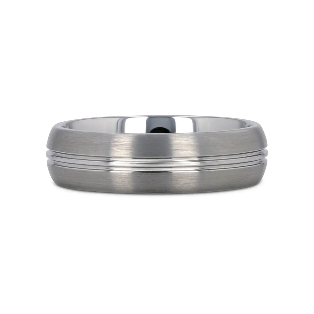 BOSS Tungsten Carbide Ring with Domed Center Groove and Brush Finish - 6mm & 8mm