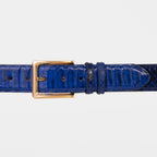 The Boss Navy Blue Pythn Snk Leather Belt