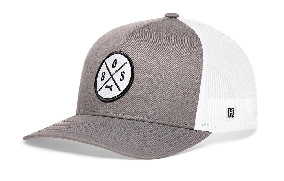 Boston Trucker Hat  |  White Patch BOS X Snapback