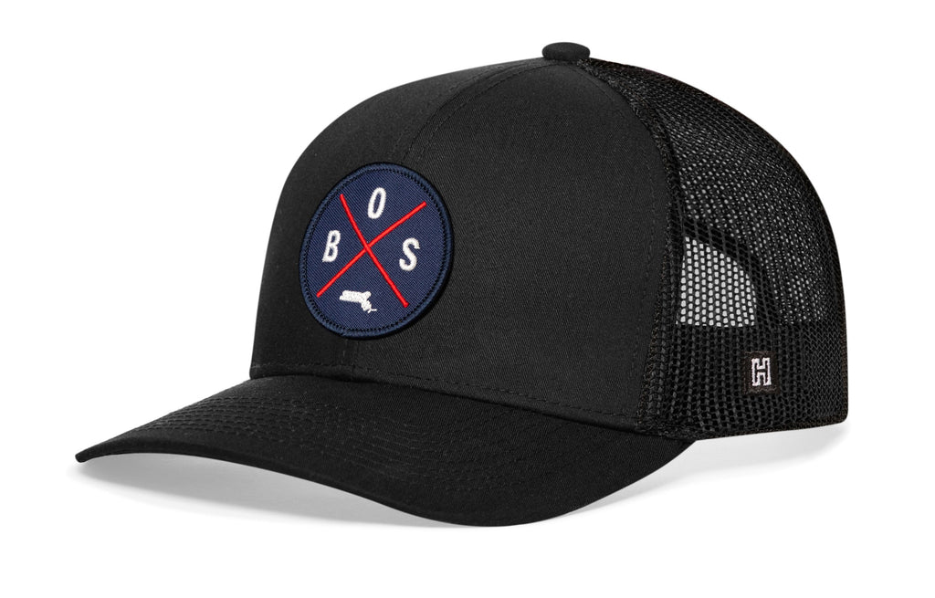 Boston Trucker Hat  |  Navy-Red BOS X Snapback