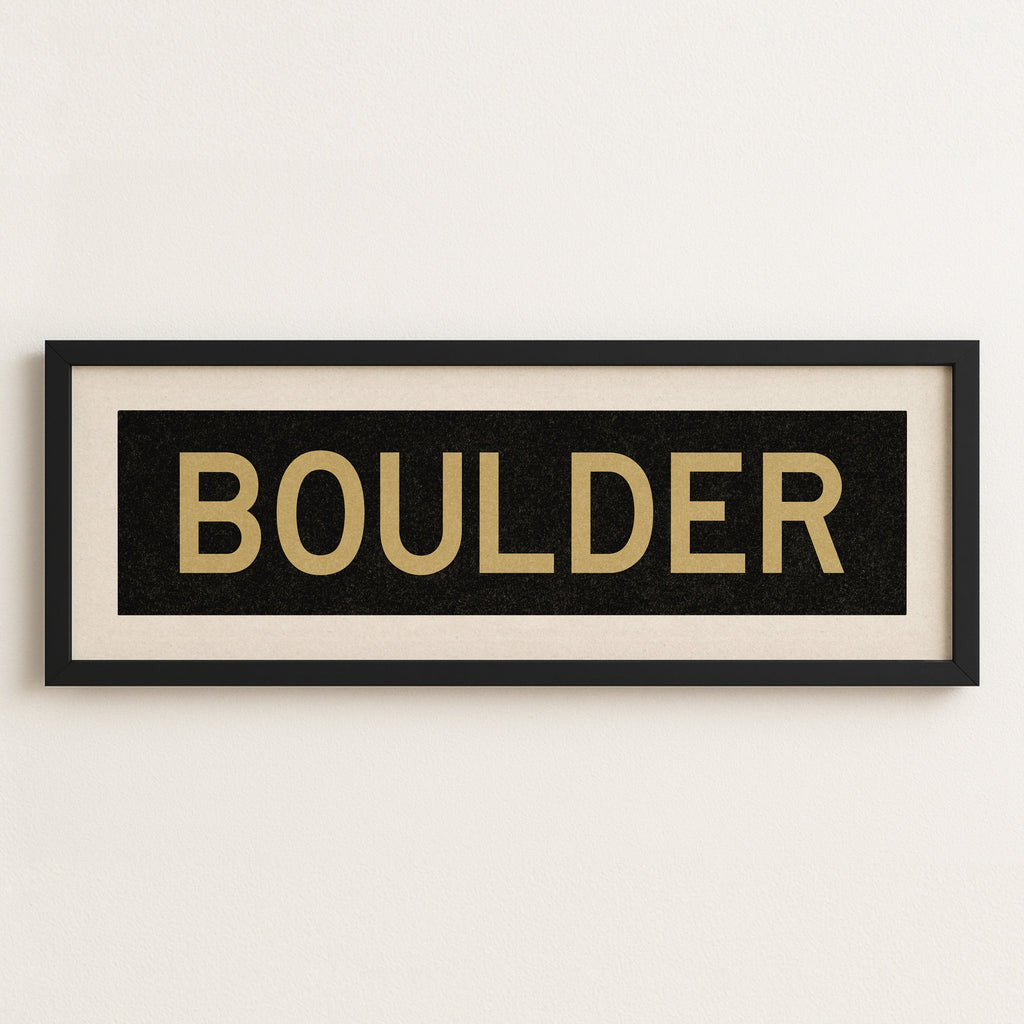 Framed Boulder Black and Gold Bus Scroll