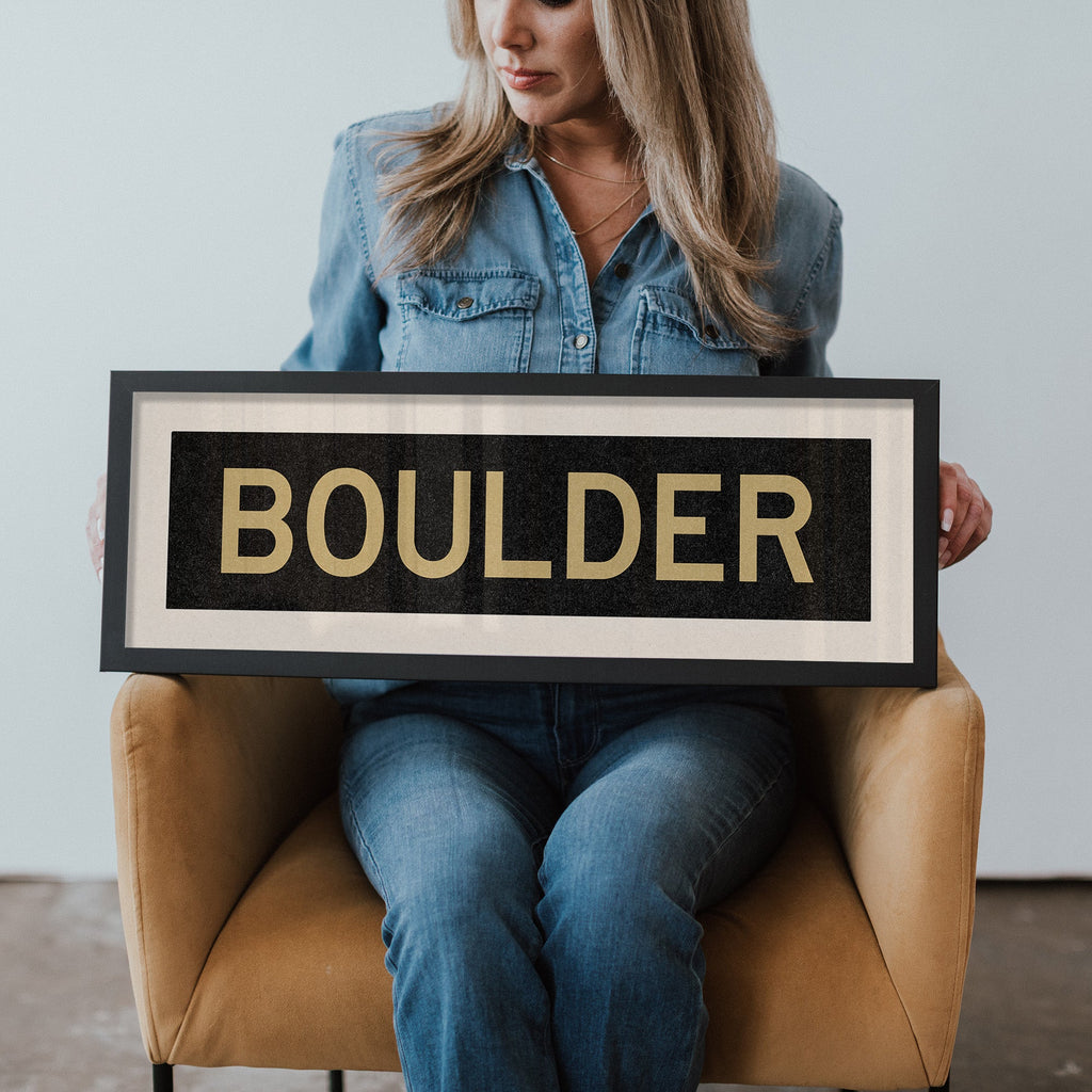 Framed Boulder Black and Gold Bus Scroll
