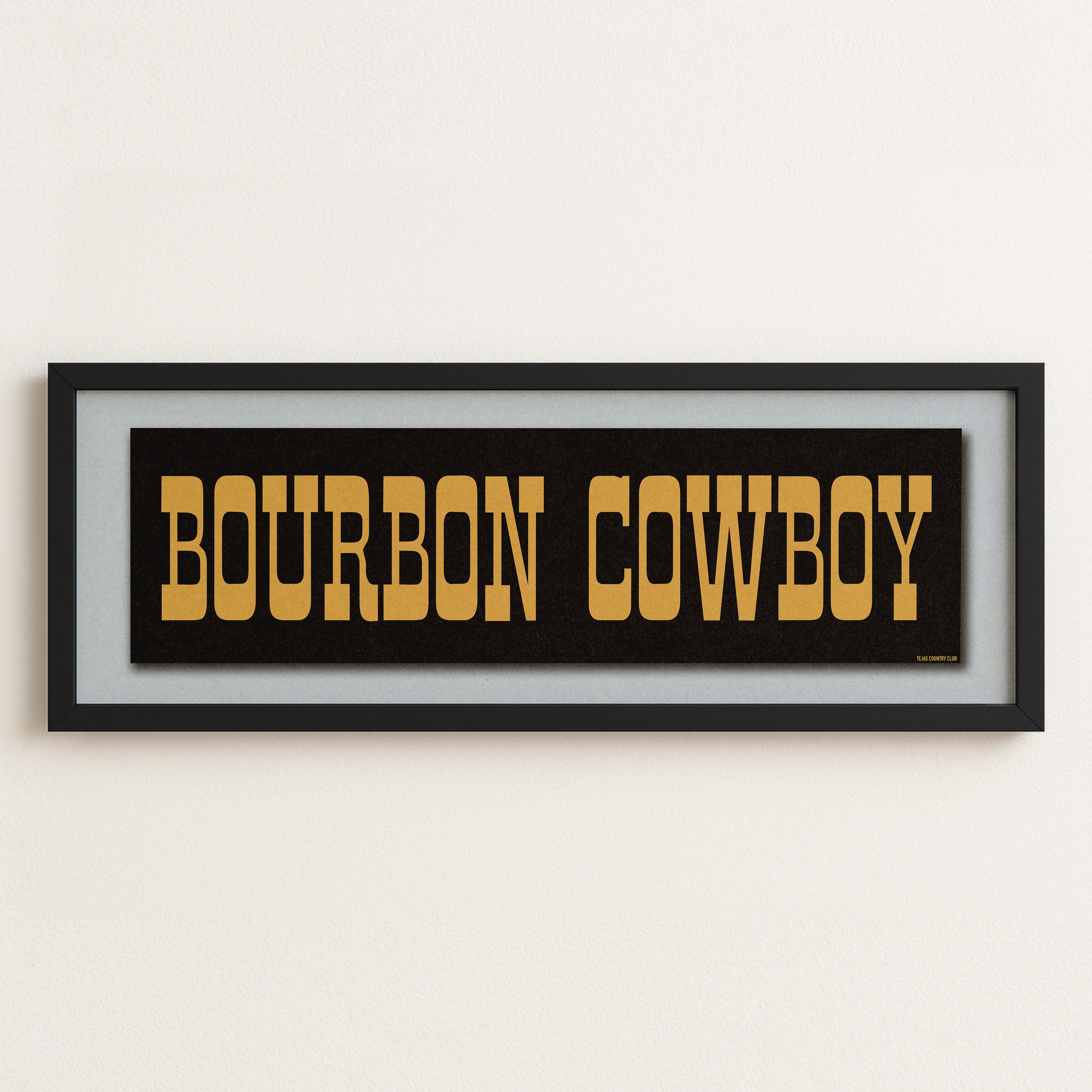 Framed Bourbon Cowboy Black Vintage Bumper Sticker Art Print
