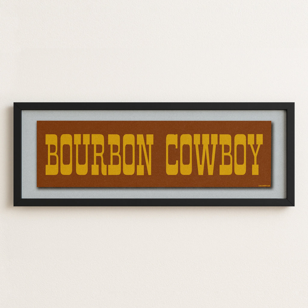 Framed Bourbon Cowboy Vintage Brown Bumper Sticker Art Print