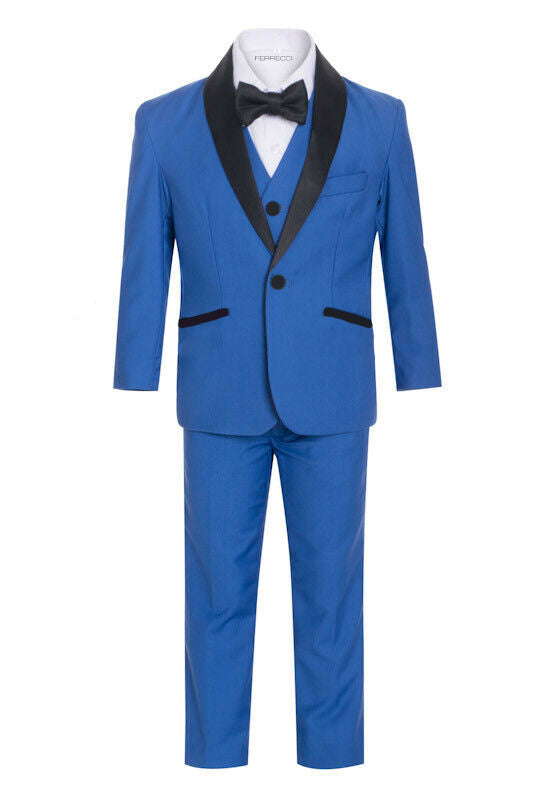 Boys Royal Blue Shawl Collar Tuxedo – 5-Piece Complete Outfit | Ferrecci Reno Jr