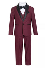 Boys Burgundy Shawl Collar Tuxedo – 5-Piece Complete Outfit | Ferrecci Reno Jr