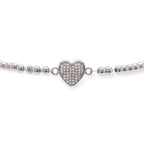 Brass Cubic Zirconia Heart Charm Bracelet Women