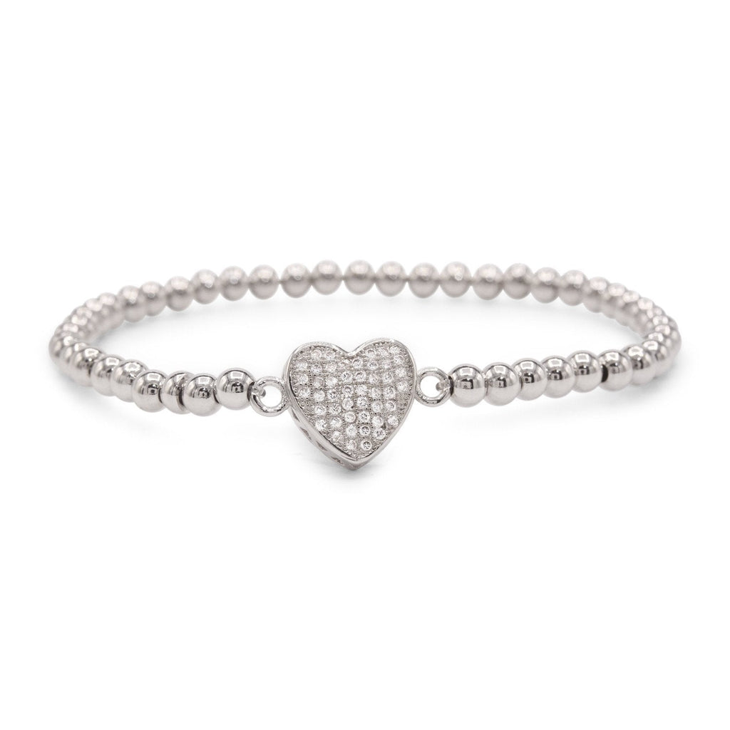 Brass Cubic Zirconia Heart Charm Bracelet Women