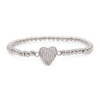 Brass Cubic Zirconia Heart Charm Bracelet Women