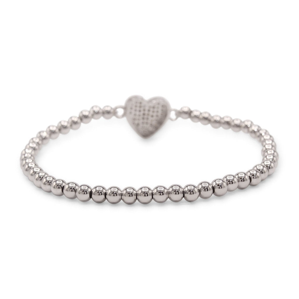 Brass Cubic Zirconia Heart Charm Bracelet Women