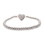 Brass Cubic Zirconia Heart Charm Bracelet Women