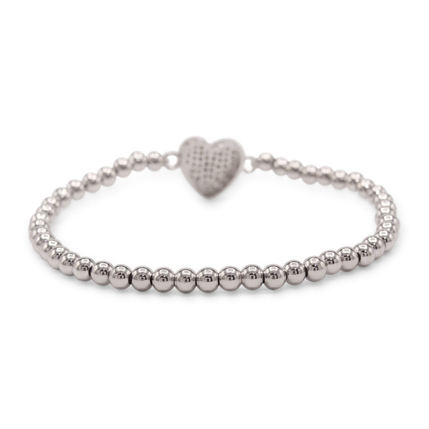Brass Cubic Zirconia Heart Charm Bracelet Women