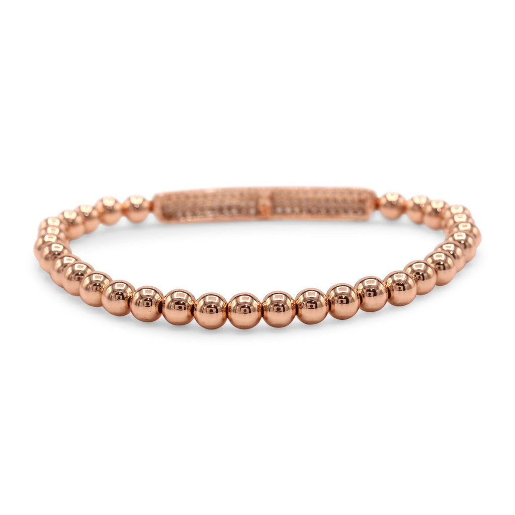 Brass Cubic Zirconia Pave Bar Charm Bracelet Women