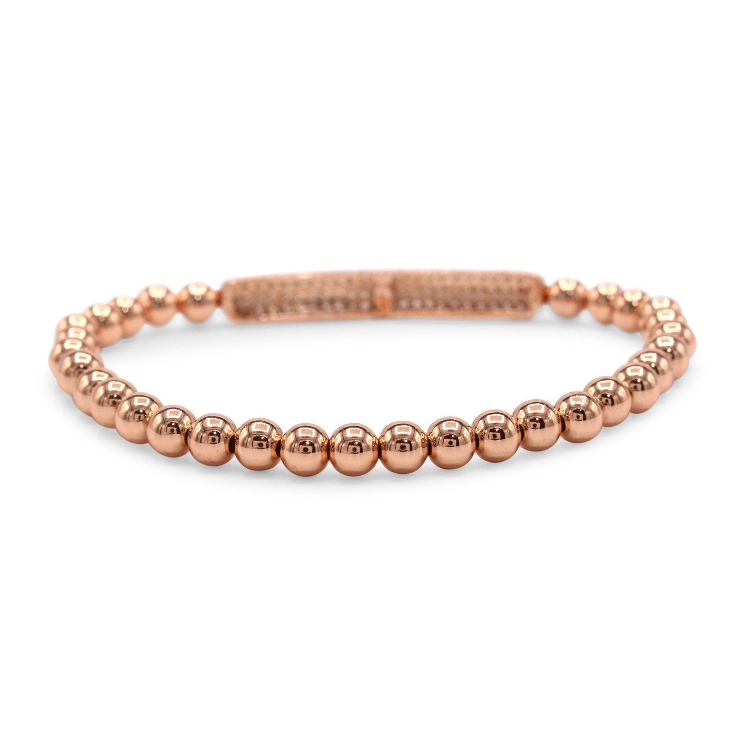 Brass Cubic Zirconia Pave Bar Charm Bracelet Women