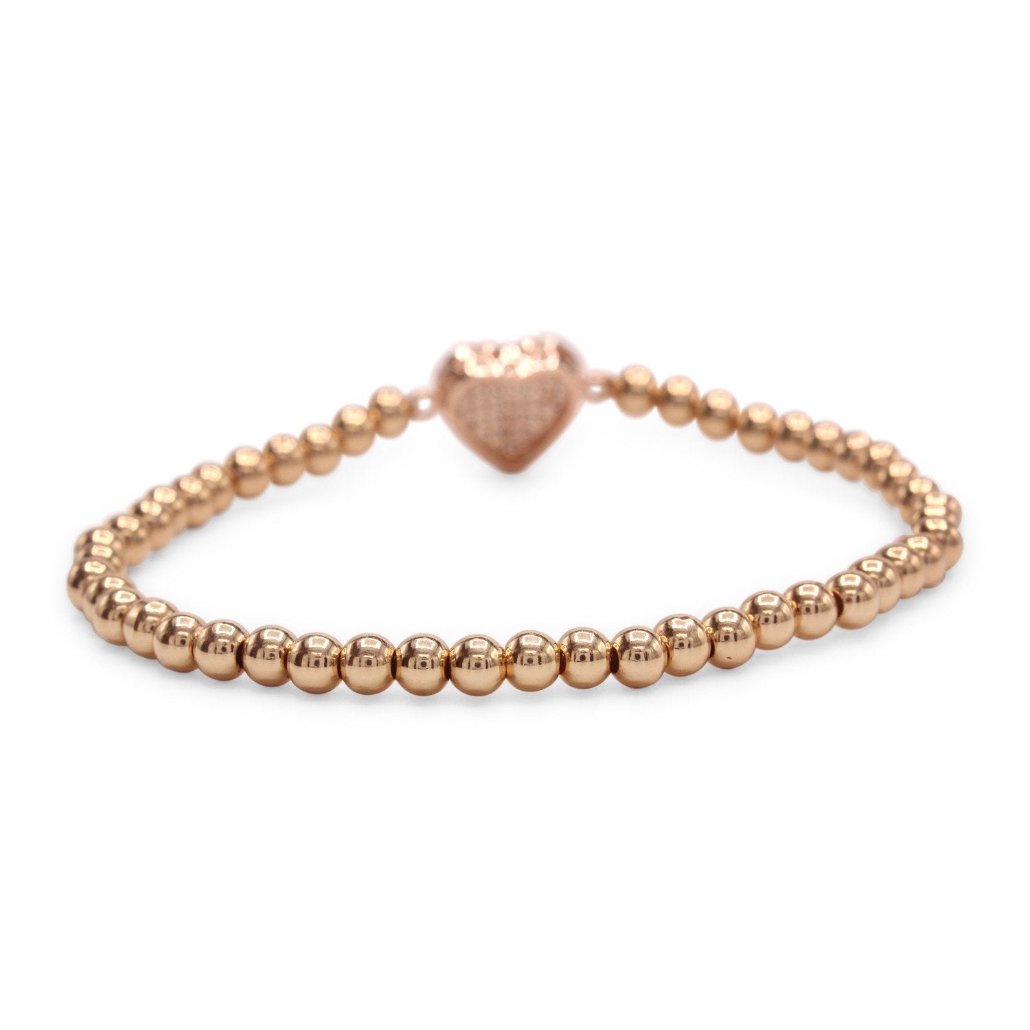 Brass Cubic Zirconia Heart Charm Bracelet Women