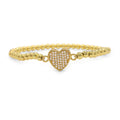 Brass Cubic Zirconia Heart Charm Bracelet Women