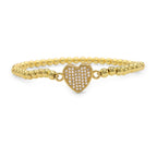 Brass Cubic Zirconia Heart Charm Bracelet Women