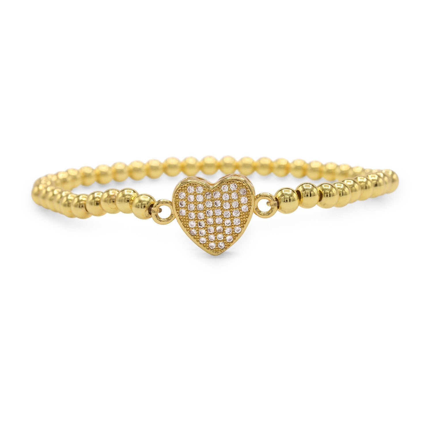 Brass Cubic Zirconia Heart Charm Bracelet Women