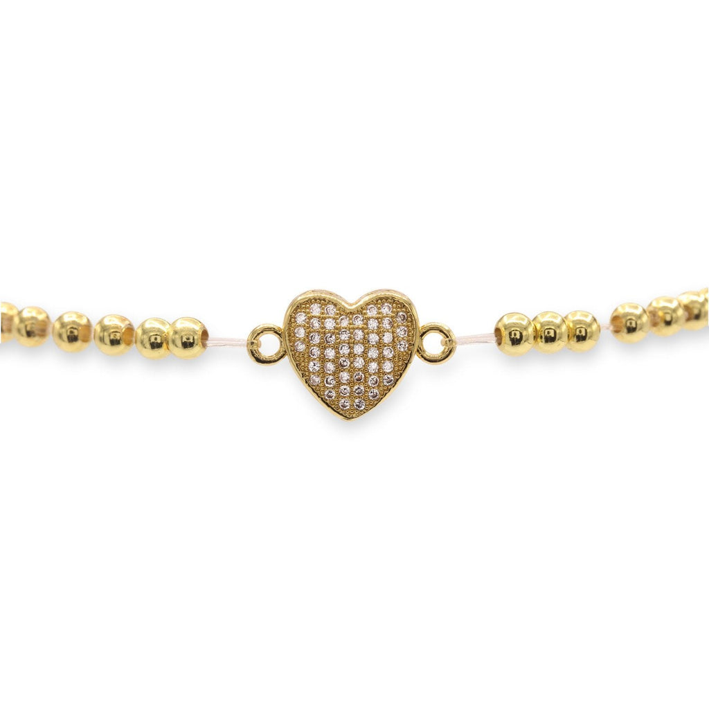 Brass Cubic Zirconia Heart Charm Bracelet Women