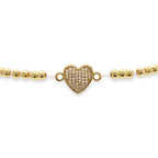 Brass Cubic Zirconia Heart Charm Bracelet Women