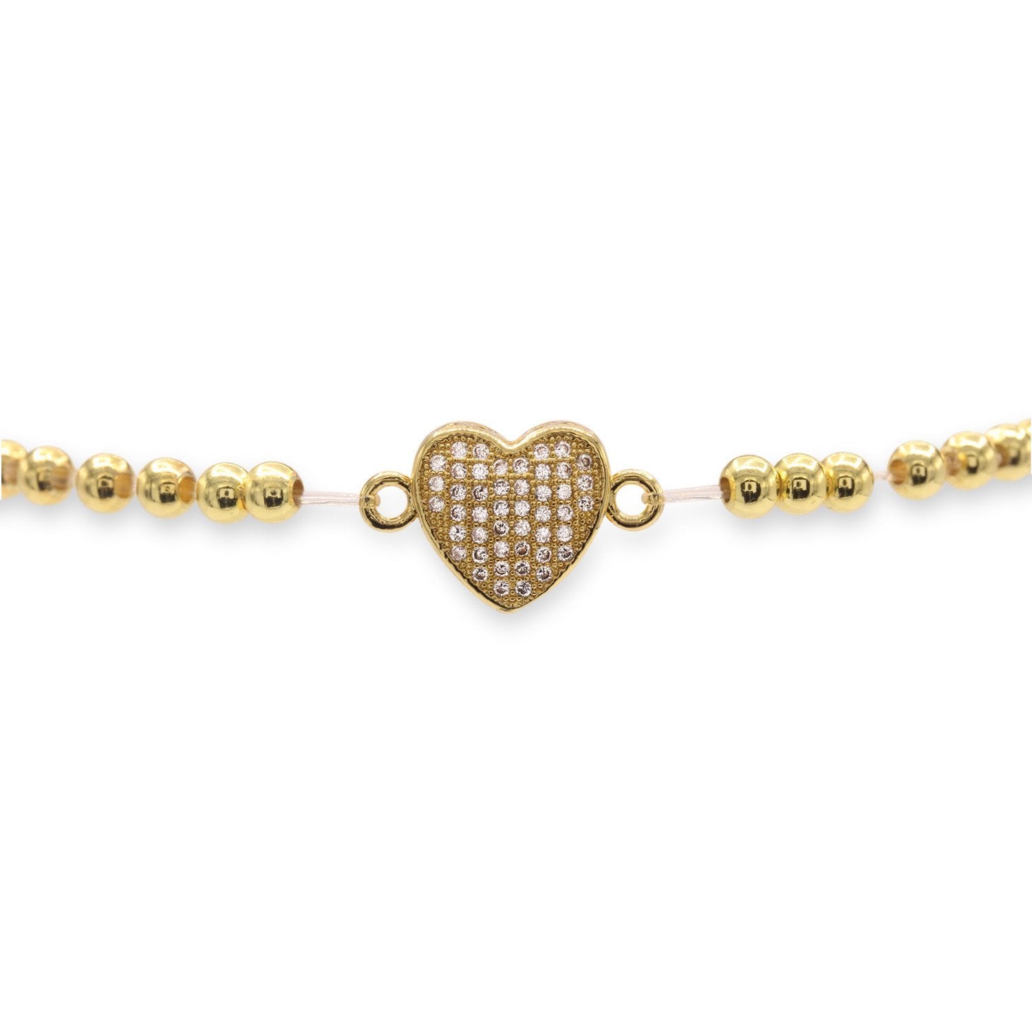 Brass Cubic Zirconia Heart Charm Bracelet Women