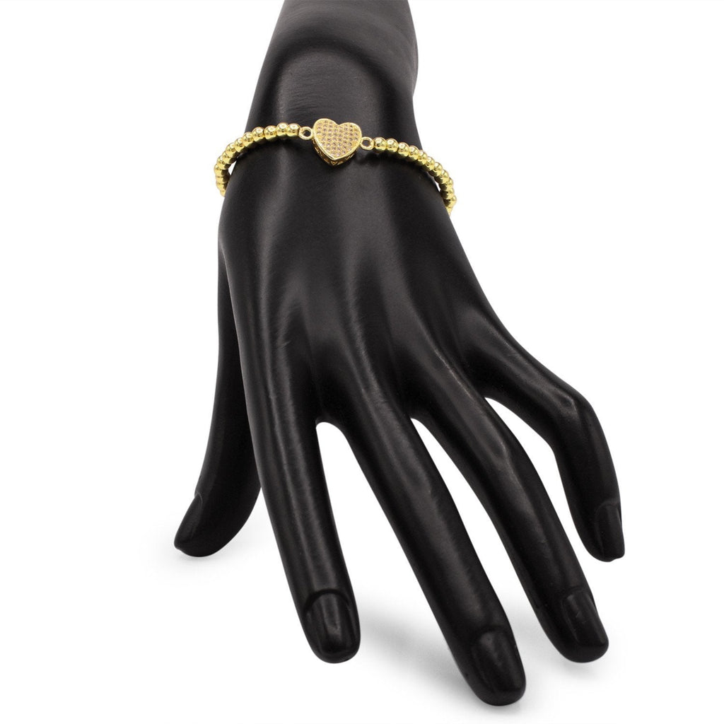 Brass Cubic Zirconia Heart Charm Bracelet Women