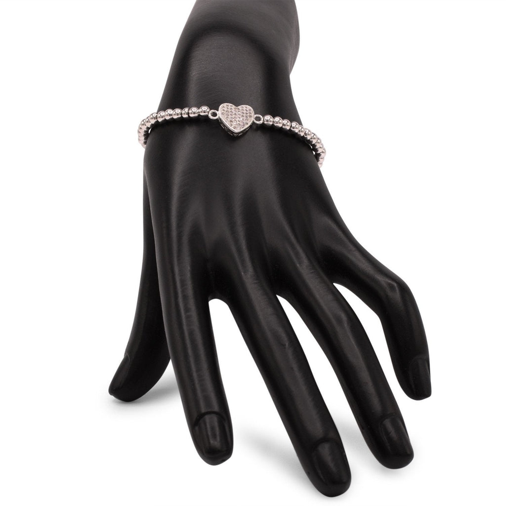 Brass Cubic Zirconia Heart Charm Bracelet Women